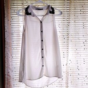 Maurice's Sheer White Button Up Tank Top